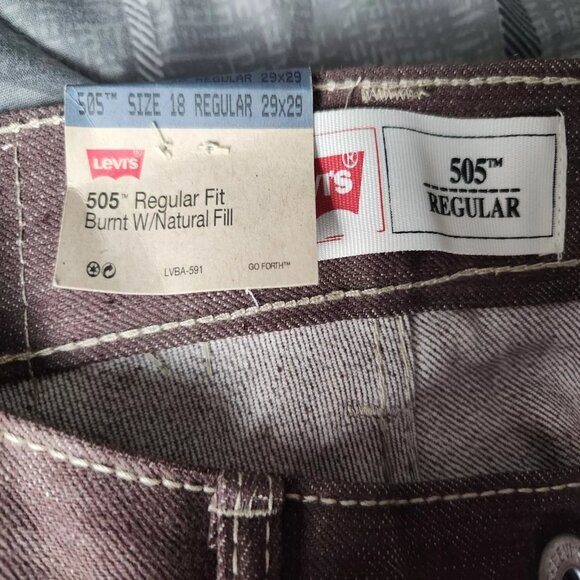 Levis 505 NWT Women‎ 18 Regular Fit 29x29 Burnt Red Embroidered Denim Jeans - Picture 4 of 7